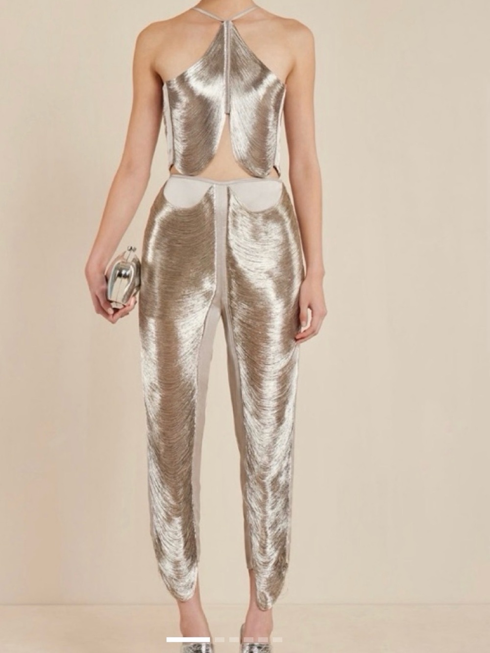 cult gaia Metallic Silver pants